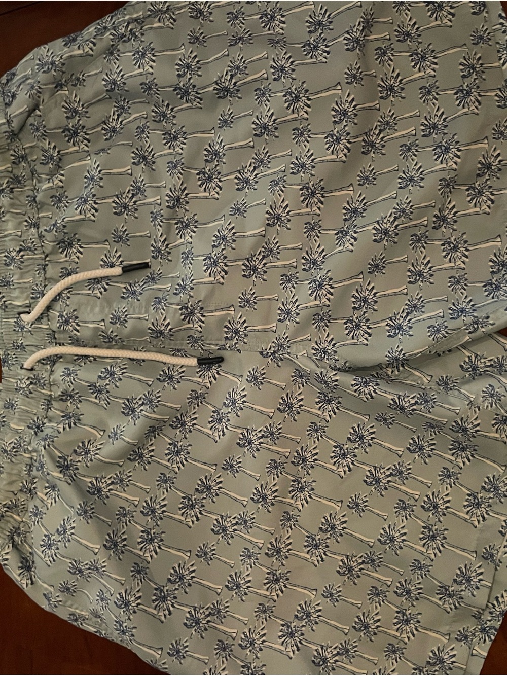 Men's Palm-Print Swim Shorts in Sage Green